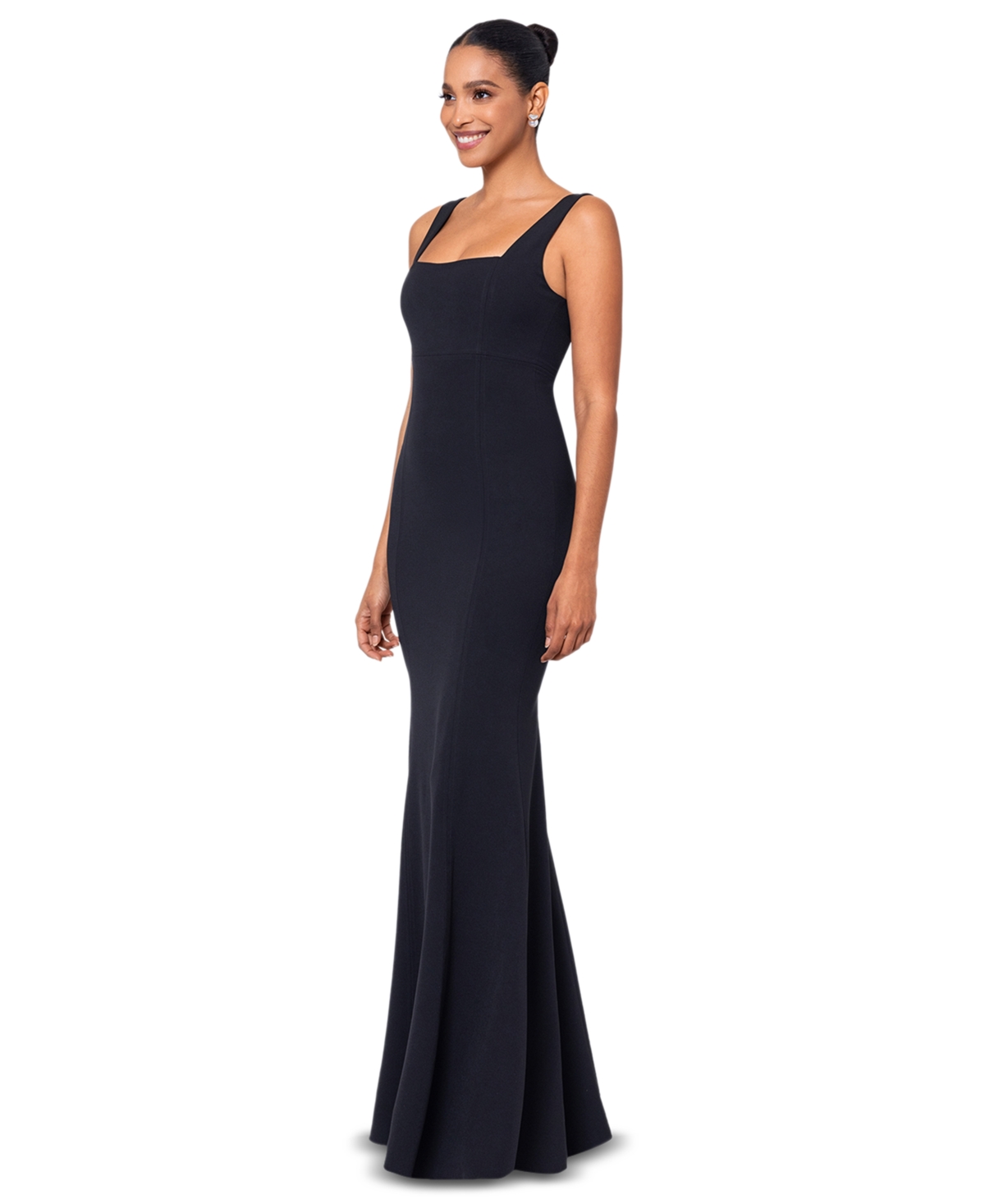 Shop Betsy & Adam Women's Square-neck Mermaid Gown In Black