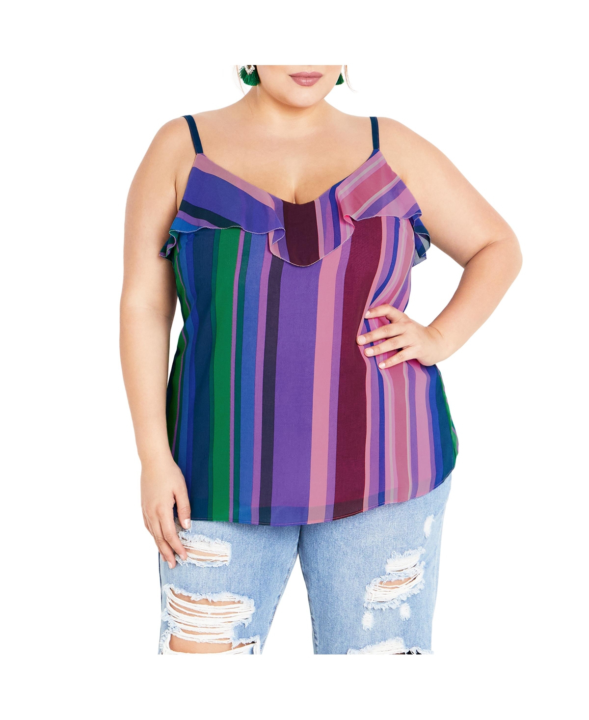 Women's Remy Print Cami Top - Bright stripe