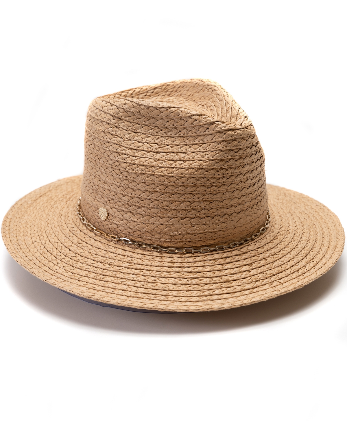 Shop Vince Camuto Chain Trim Oversized Straw Panama Hat In Tan