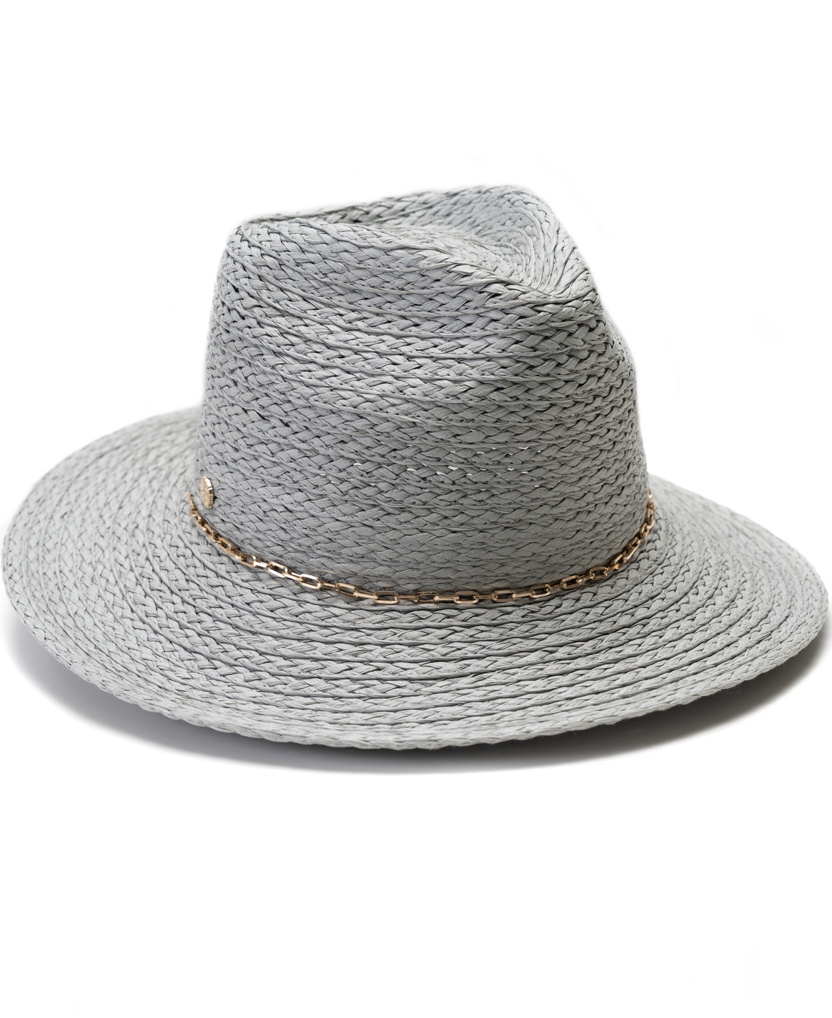 Shop Vince Camuto Chain Trim Oversized Straw Panama Hat In Pale Green