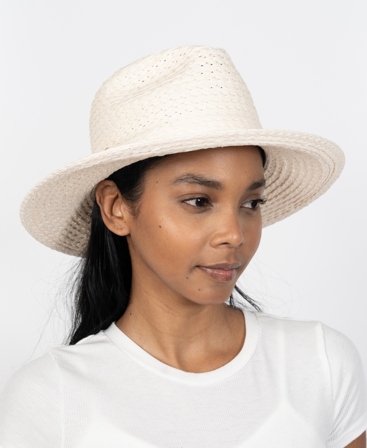 Shop Vince Camuto Chain Trim Oversized Straw Panama Hat In Ivory
