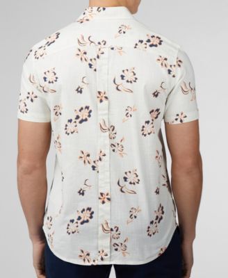 Men's Linear Floral Print Short Sleeve Shirt