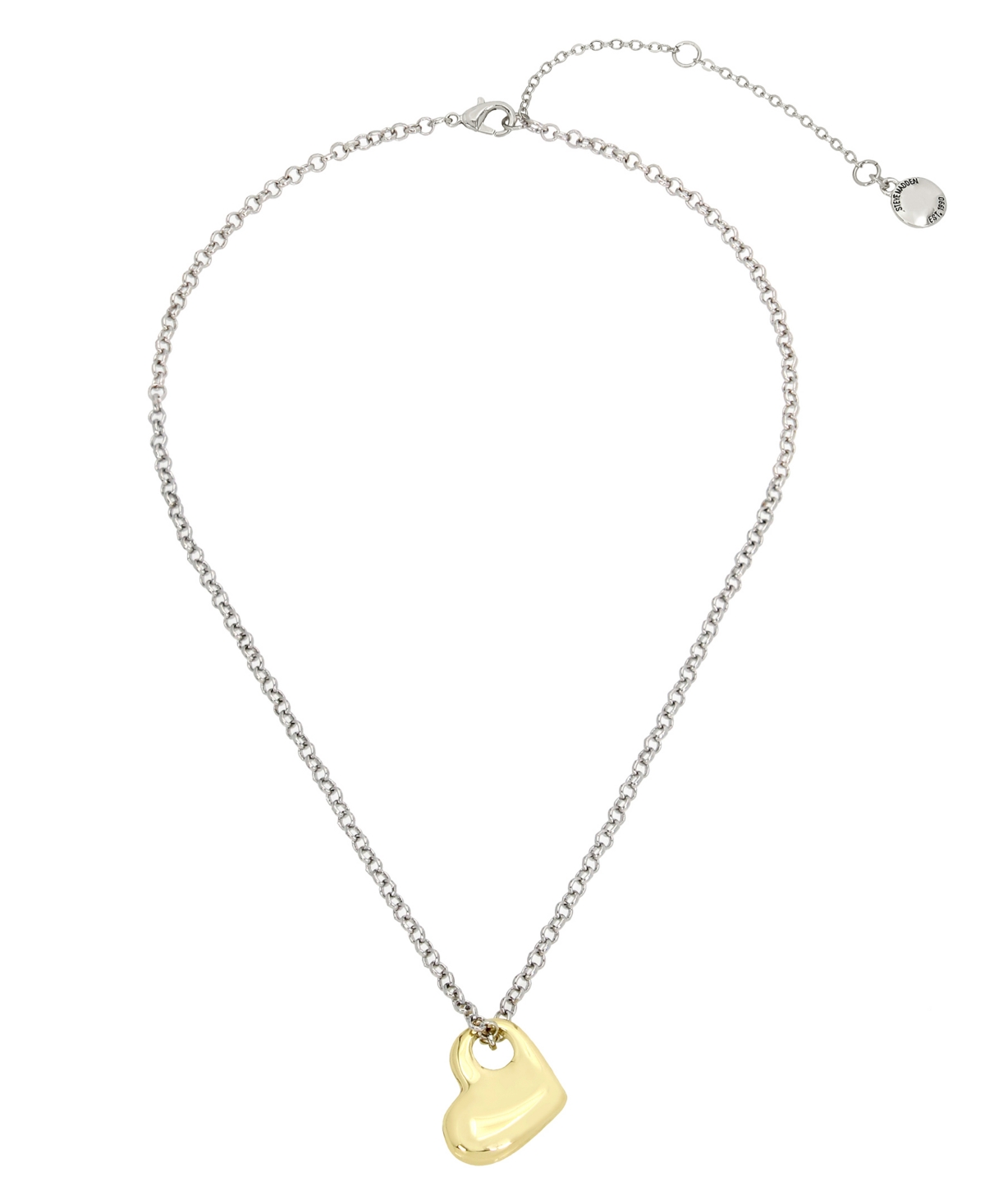Steve Madden Two-tone Puffy Heart Pendant Necklace In Twotone