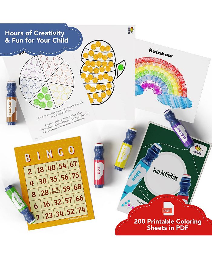 Doodle Hog Washable 8 Colors Dot Markers 2 Pack Set Paint Daubers for