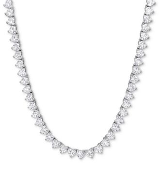 Macy's - Lab-Grown White Sapphire Heart 18" Tennis Necklace (31-1/5 ct. t.w.) in Sterling Silver