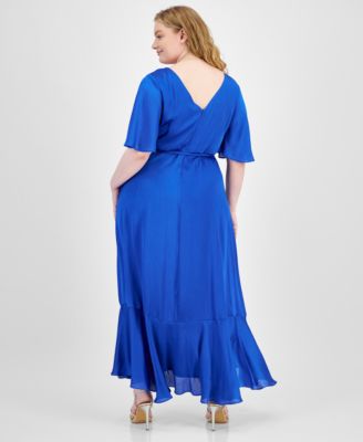 Plus Size Satin Ruffled A-Line Dress