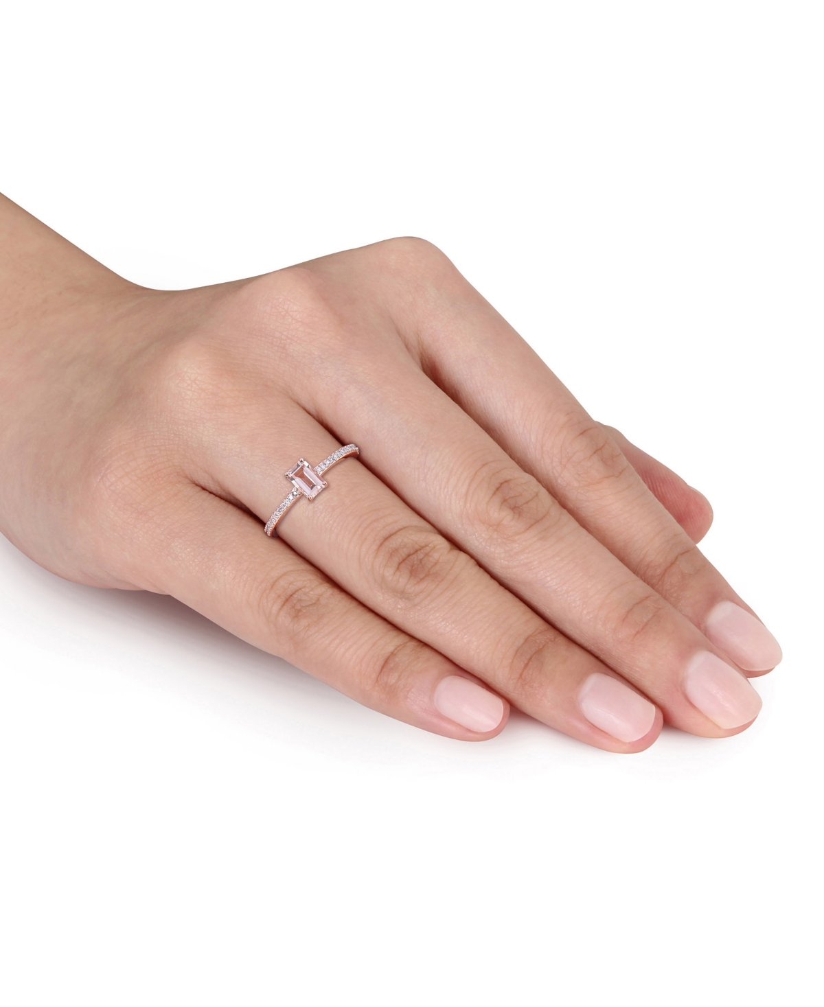 Macy's Morganite (5/8 Ct. T.w.) & Diamond (1/0ct. T.w.) Statement Ring In 10k Rose Gold In Morganite