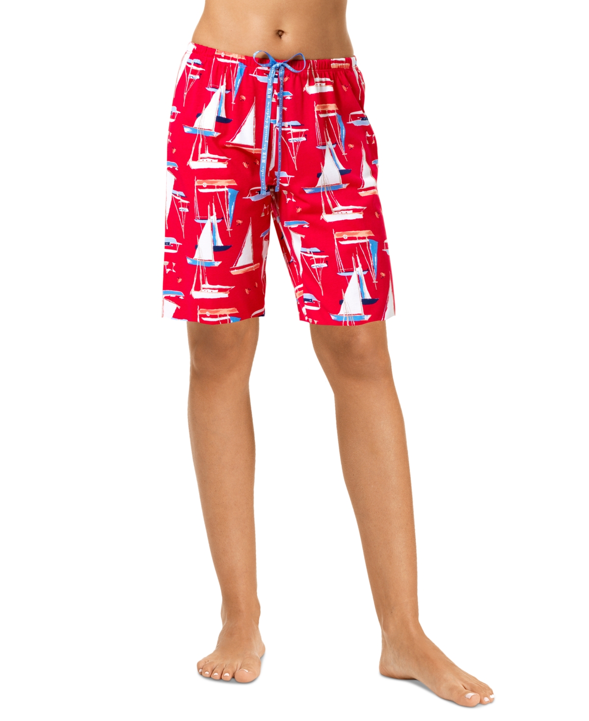 Shop Hue Women's Sail Away Bermuda Pajama Shorts In Nautical Red