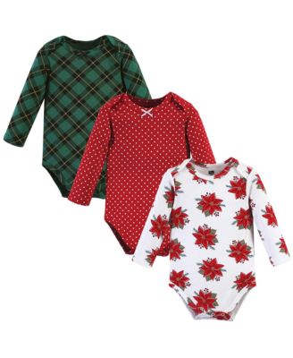 Cotton Long-Sleeve Bodysuits, Cinnamon Prints 3-Pack