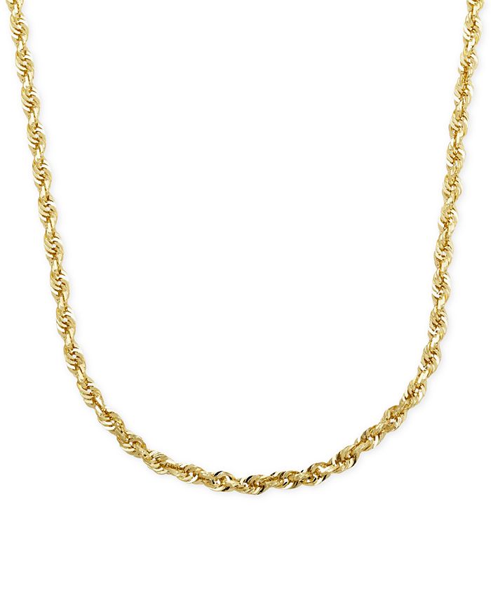 Rope Chain 24 Necklace (3mm) in Solid 14k Gold