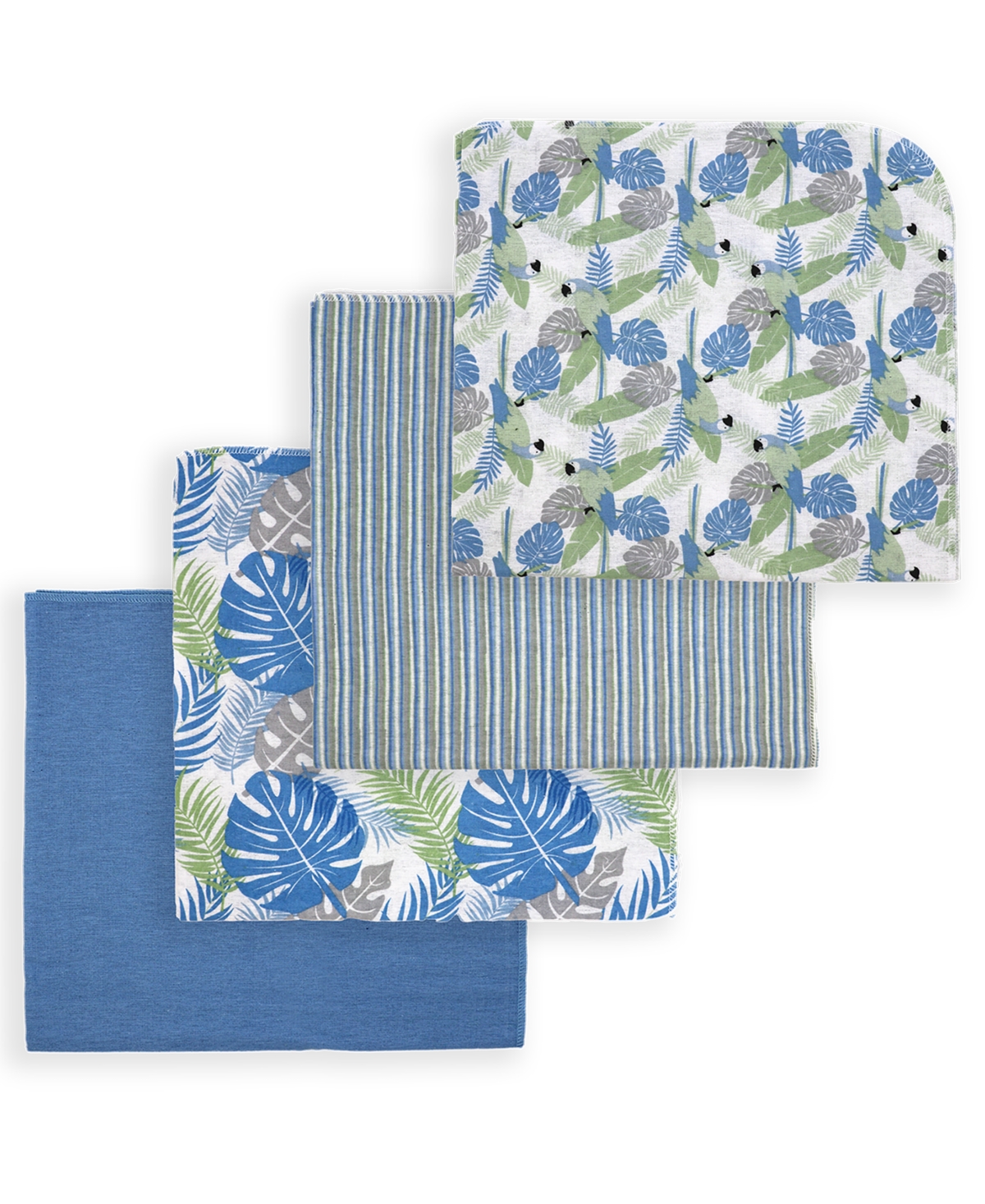 Shop Baby Mode Tendertyme Baby Boys Tropical Islands Baby Blankets, 5 Piece Gift Set In Blue