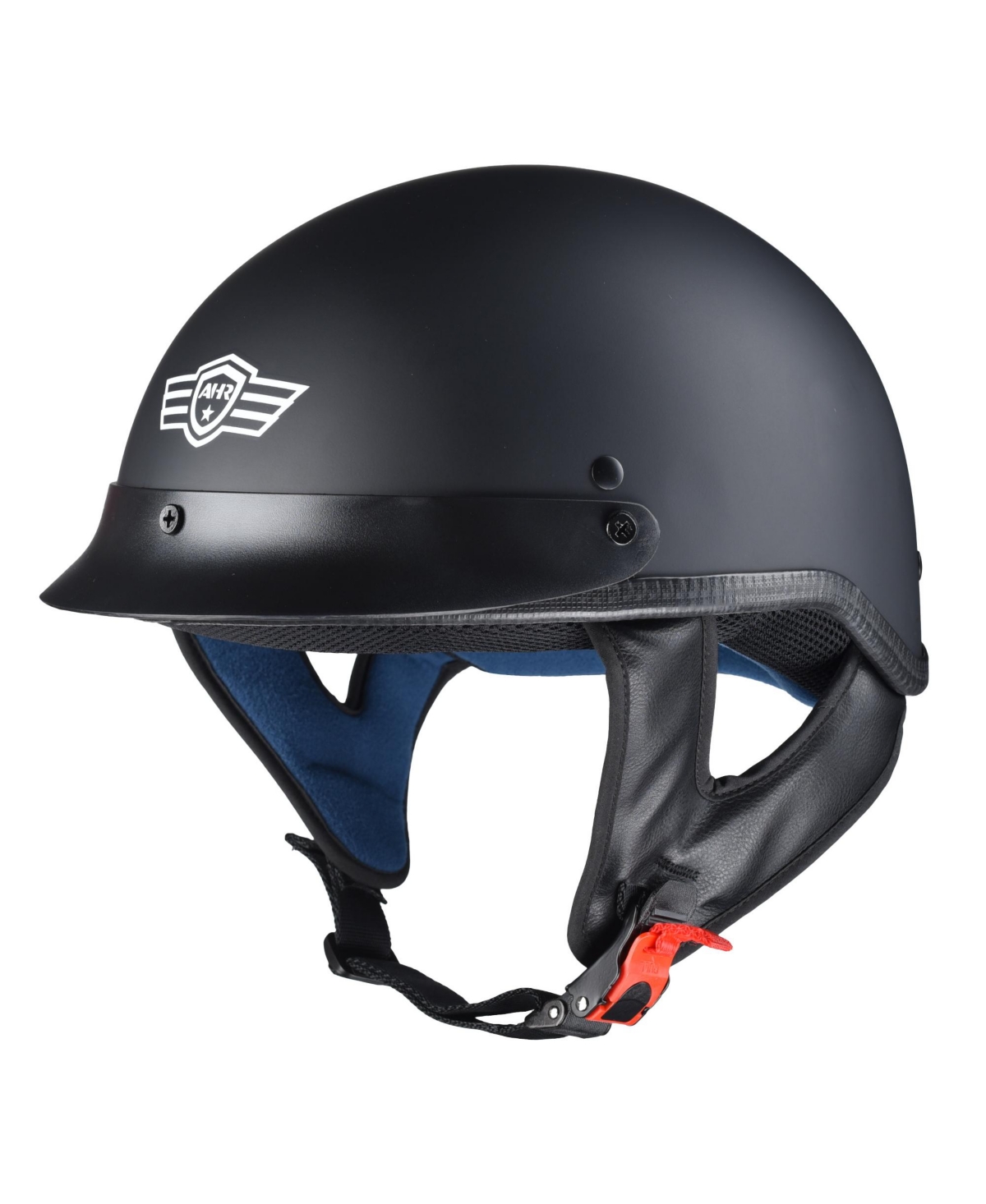 Run-c Motorcycle Half Face Helmet Dot Approved Motorbike Cruiser Chopper Matt Black M - Matte black