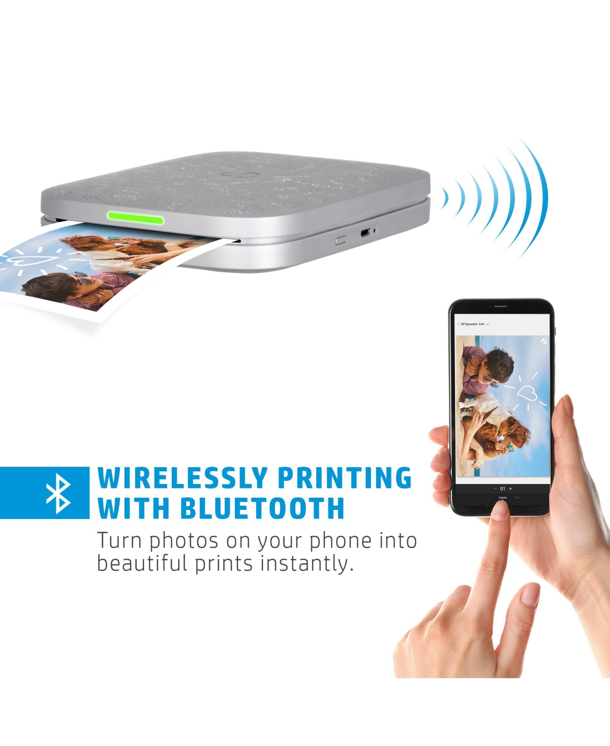 Hp Sprocket 3x4 Instant Photo Printer  Prints 3.5x4.25