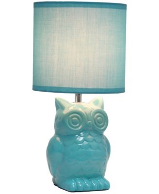 12.8" Tall Contemporary Ceramic Owl Bedside Table Desk Lamp with Matching Fabric Shade 