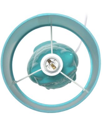 12.8" Tall Contemporary Ceramic Owl Bedside Table Desk Lamp with Matching Fabric Shade 