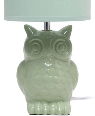 12.8" Tall Contemporary Ceramic Owl Bedside Table Desk Lamp with Matching Fabric Shade 