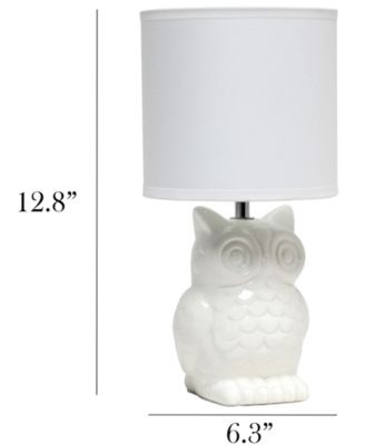 12.8" Tall Contemporary Ceramic Owl Bedside Table Desk Lamp with Matching Fabric Shade 