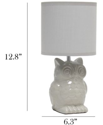 12.8" Tall Contemporary Ceramic Owl Bedside Table Desk Lamp with Matching Fabric Shade 