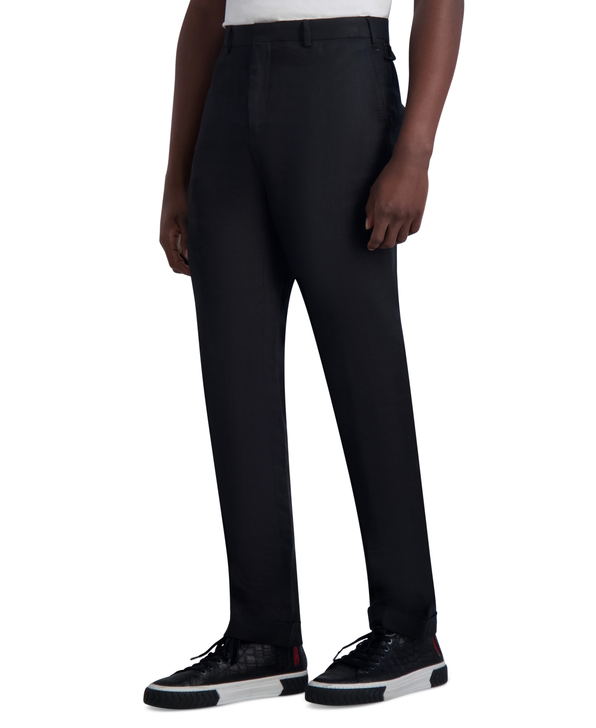 Shop Karl Lagerfeld Men's Loose-fit Solid Chino Pants In Black
