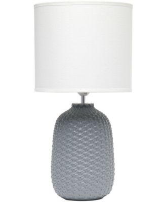 20.4" Tall Traditional Ceramic Purled Texture Bedside Table Desk Lamp with White Fabric Drum Shade