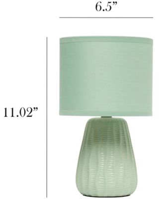 11.02" Traditional Mini Modern Ceramic Texture Pastel Accent Bedside Table Desk Lamp with Matching Fabric Shade 