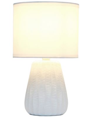 11.02" Traditional Mini Modern Ceramic Texture Pastel Accent Bedside Table Desk Lamp with Matching Fabric Shade 