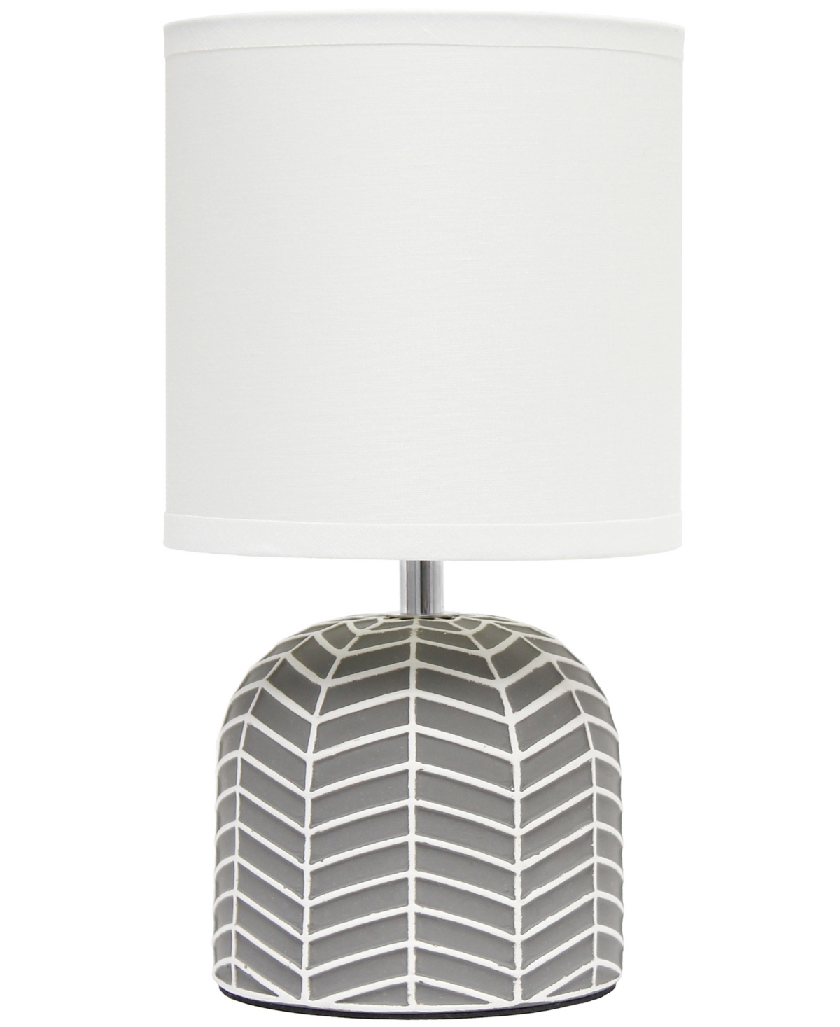 Simple Designs 10.43" Petite Contemporary Webbed Waves Base Bedside Table Desk Lamp With White Fabric Drum Shade In Gray