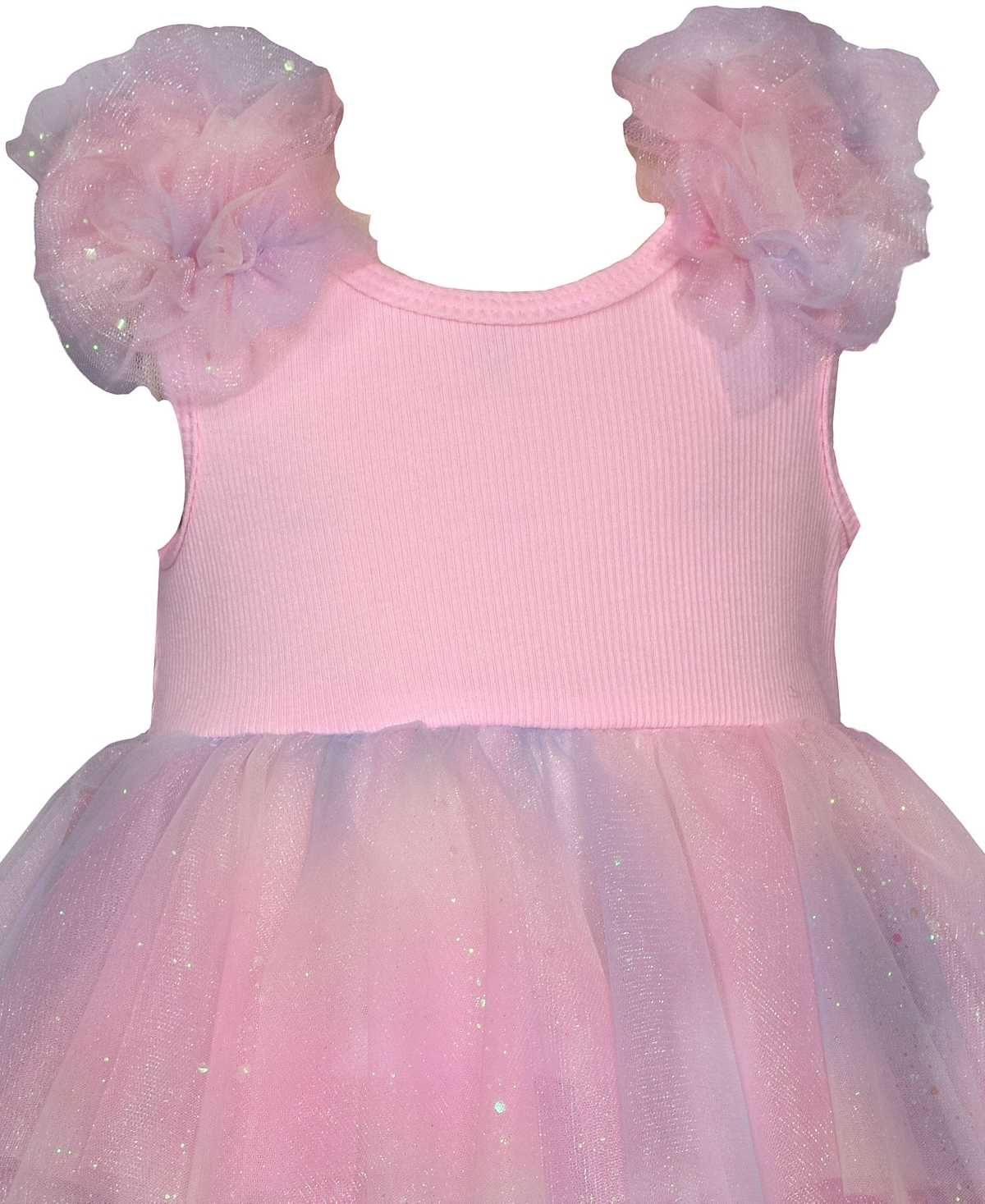 Shop Bonnie Baby Baby Girls Rib Knit To Rainbow Mesh Hanky Hem Dress In Multi