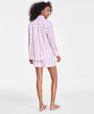Shop On 34th Womens Relaxed Long Sleeve Shirt Strappy Scoop Neck Tank Pull On Shorts Created For Macys In Regatta Pink Combo