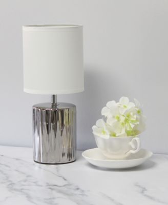 11.61" Tall Contemporary Ruffled Metallic Gold Capsule Bedside Table Desk Lamp with Black Drum Fabric Shade