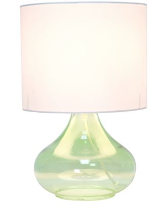 Glass Raindrop Table Lamp with Fabric Shade, Green with White Shade