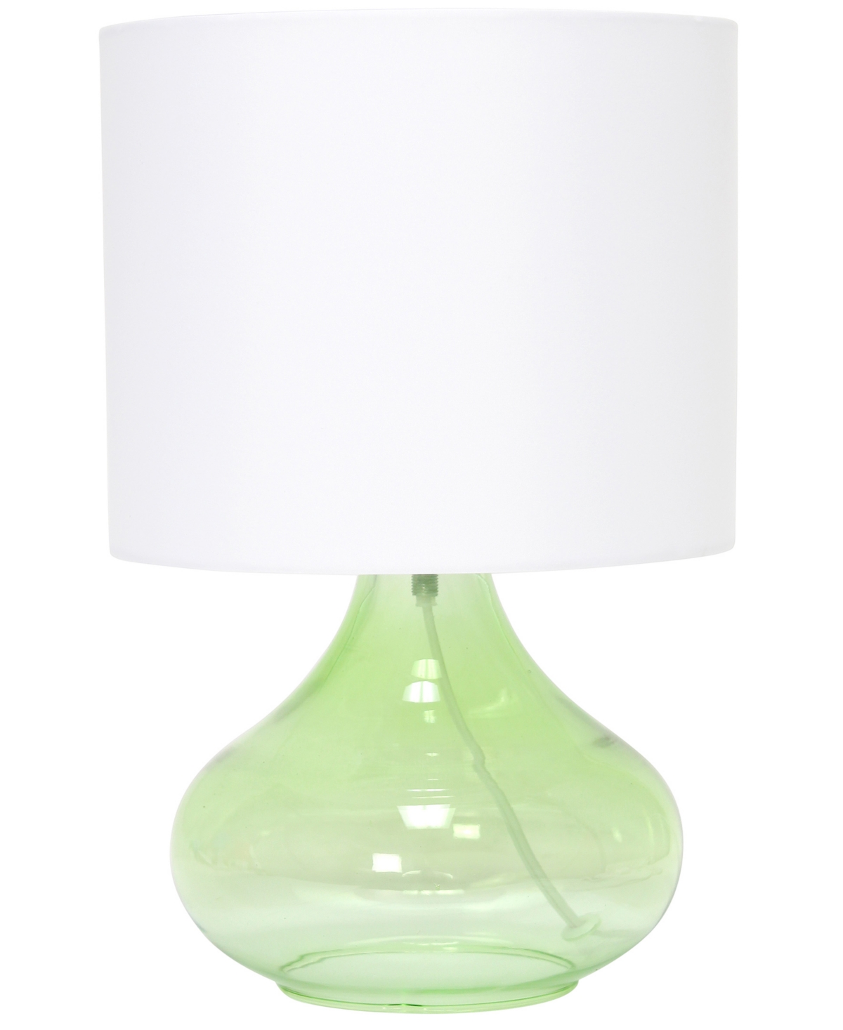 Shop Simple Designs Glass Raindrop Table Lamp With Fabric Shade, Green With White Shade In Multi
