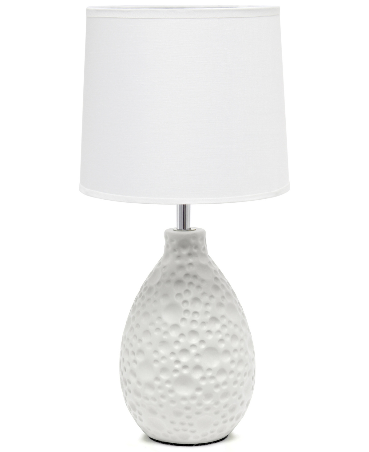 Shop Creekwood Home Essentix 14.17" Traditional Ceramic Textured Thumbprint Tear Drop Shaped Table Desk Lamp In White