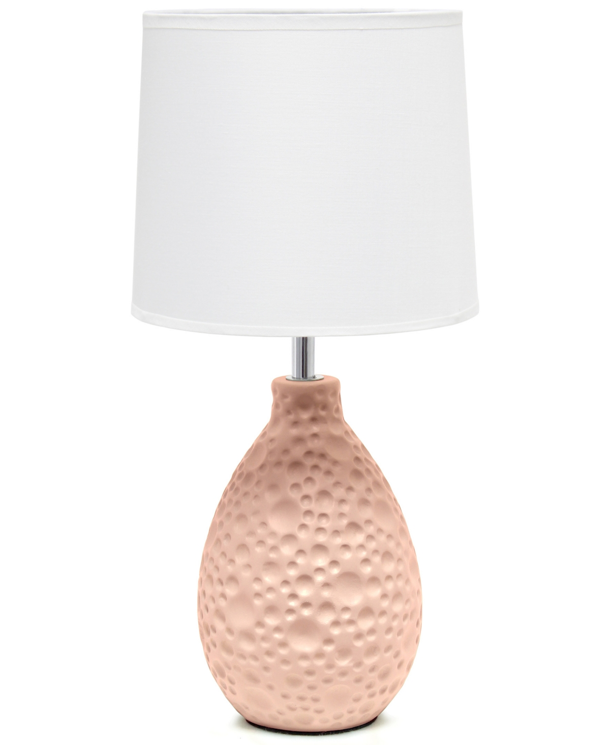 Shop Creekwood Home Essentix 14.17" Traditional Ceramic Textured Thumbprint Tear Drop Shaped Table Desk Lamp In Pink