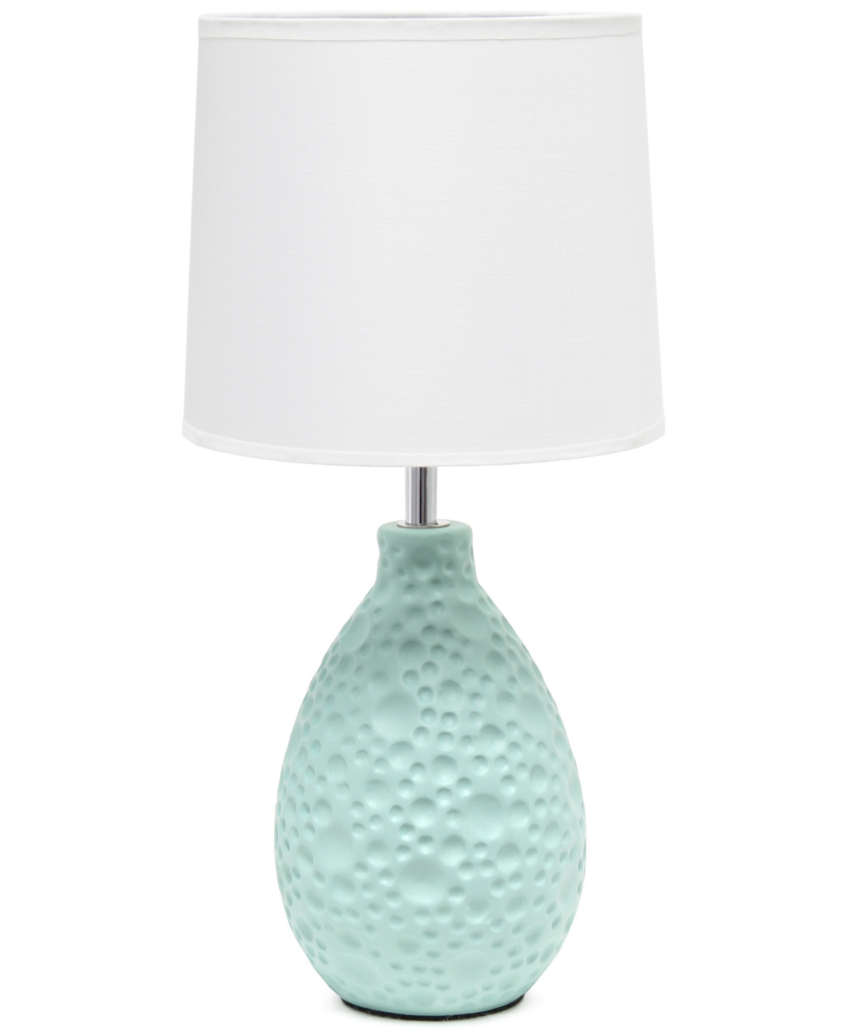 Shop Creekwood Home Essentix 14.17" Traditional Ceramic Textured Thumbprint Tear Drop Shaped Table Desk Lamp In Blue