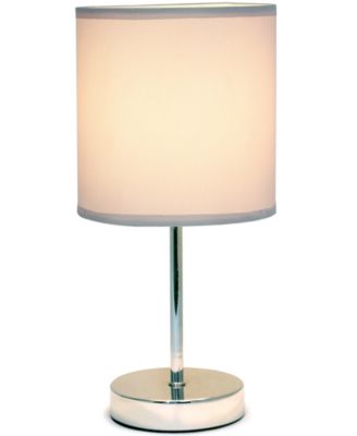 Nauru 11.81" Traditional Petite Metal Stick Bedside Table Desk Lamp in Chrome with Fabric Drum Shade