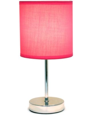 Nauru 11.81" Traditional Petite Metal Stick Bedside Table Desk Lamp in Chrome with Fabric Drum Shade