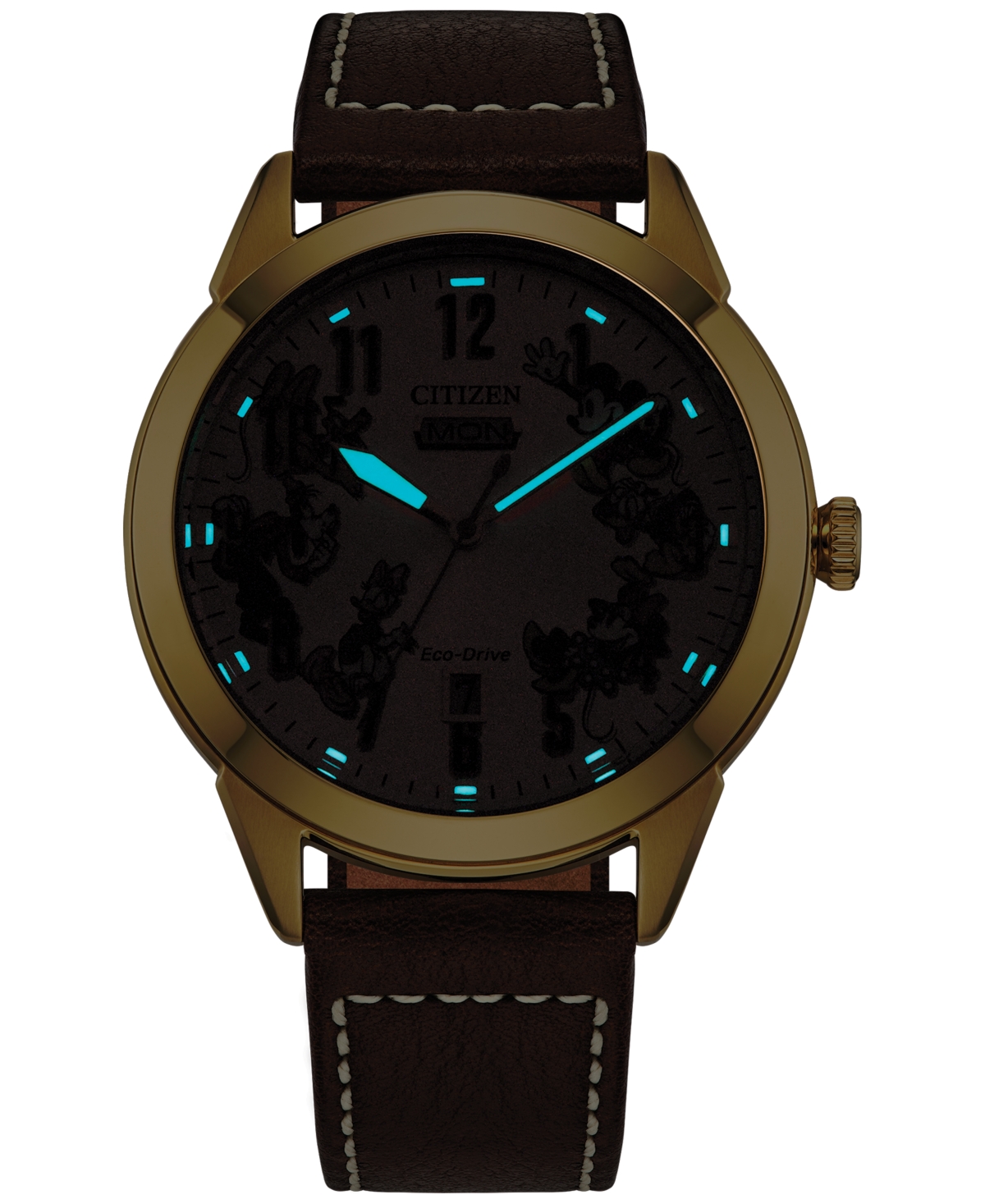 Citizen Eco-drive Men's Disney Brown Leather Strap Watch 41mm In No Color