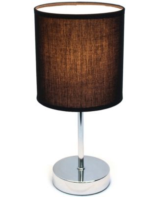 Nauru 11.81" Traditional Petite Metal Stick Bedside Table Desk Lamp in Chrome with Fabric Drum Shade