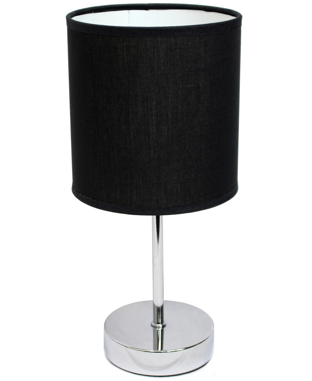 Shop Creekwood Home Nauru 11.81" Traditional Petite Metal Stick Bedside Table Desk Lamp In Chrome With Fabric Drum Shade In Slate Gray