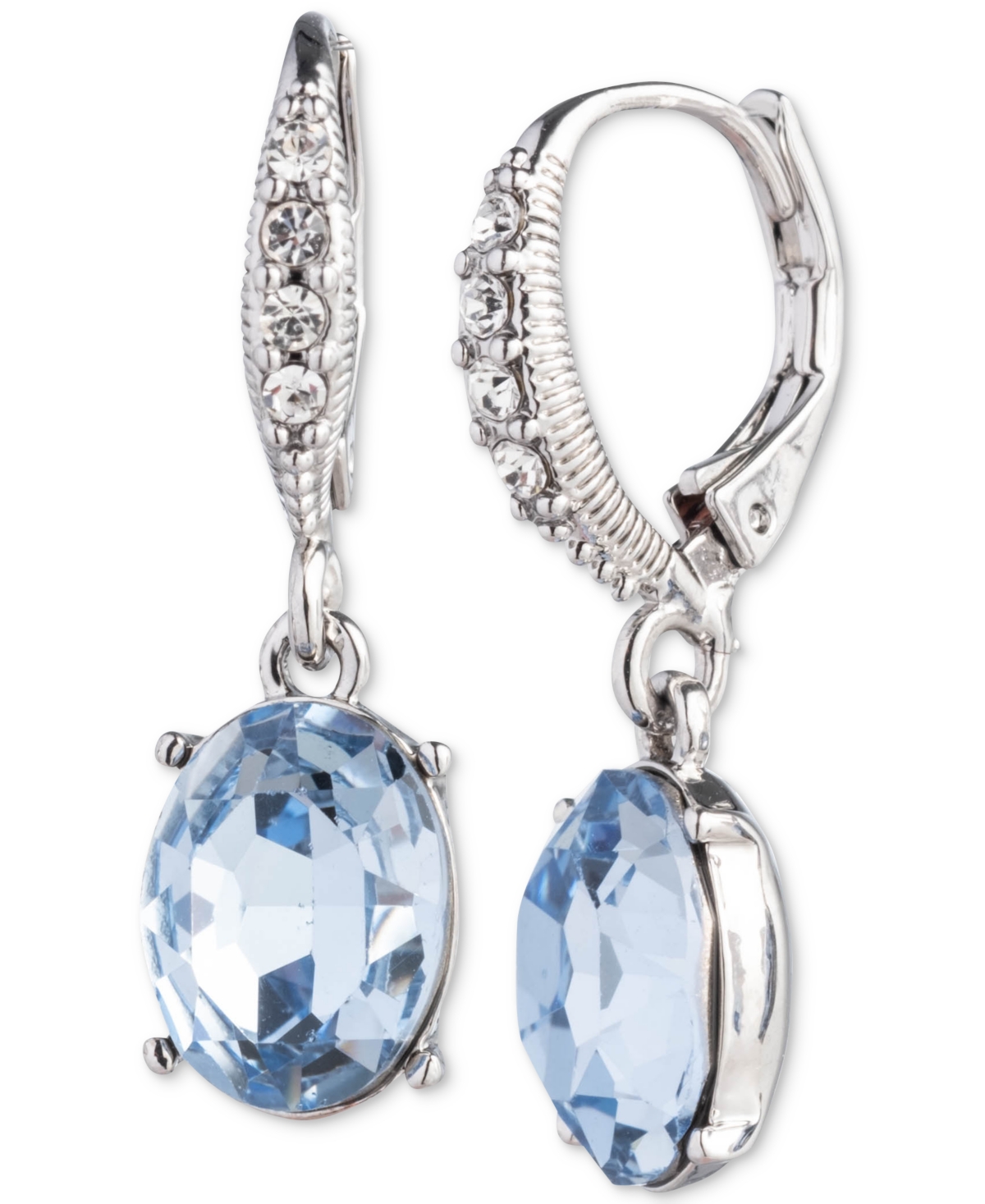 Shop Givenchy Silver-tone Light Blue Leverback Drop Earrings In Grotto Blu