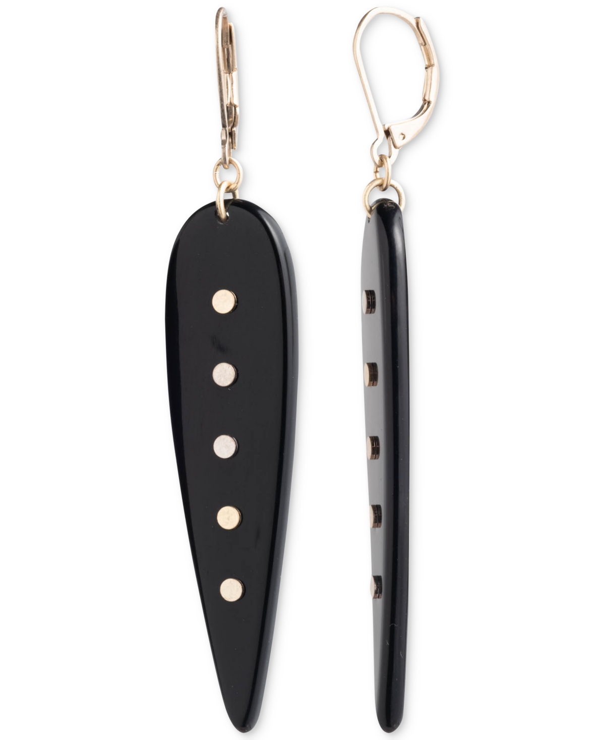 Shop Lauren Ralph Lauren Silver-tone Black Long Drop Leverback Earrings