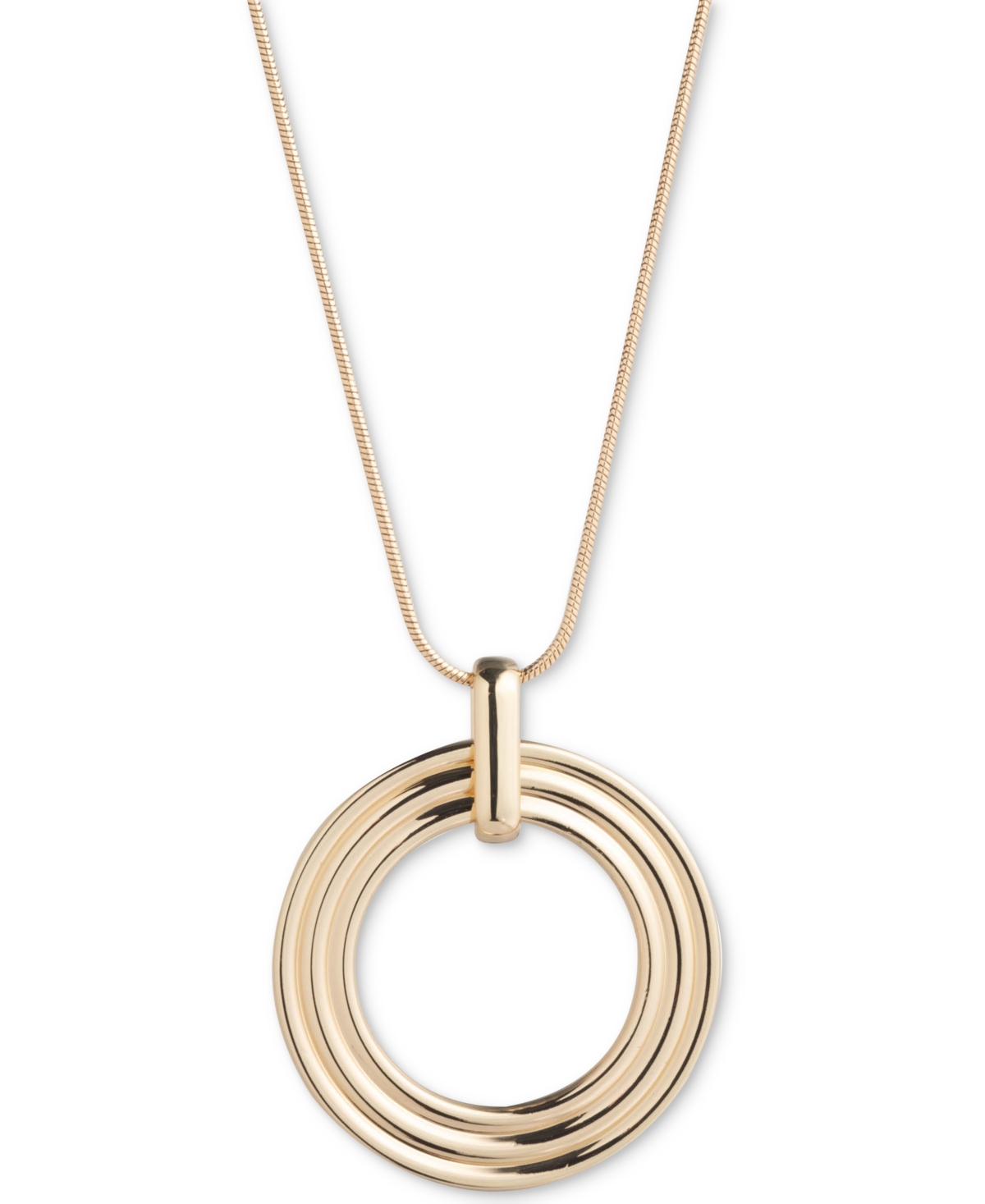 Shop Lauren Ralph Lauren Gold-tone Textured Circle 48" Adjustable Pendant Necklace