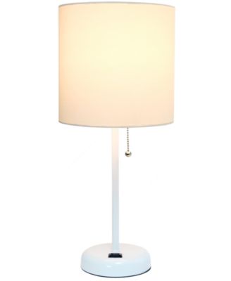 Oslo 19.5" Contemporary Bedside Standard Metal Table Desk Lamp with White Drum Fabric Shade 