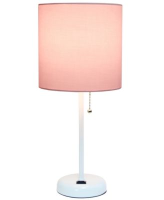 Oslo 19.5" Contemporary Bedside Standard Metal Table Desk Lamp with White Drum Fabric Shade 