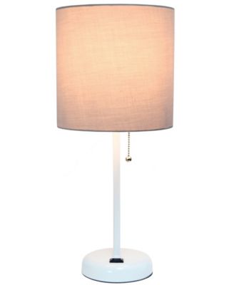 Oslo 19.5" Contemporary Bedside Standard Metal Table Desk Lamp with White Drum Fabric Shade 