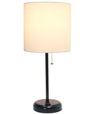 Oslo 19.5" Contemporary Bedside Standard Metal Table Desk Lamp with White Drum Fabric Shade 
