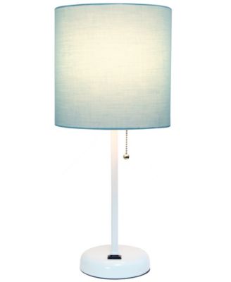 Oslo 19.5" Contemporary Bedside Standard Metal Table Desk Lamp with White Drum Fabric Shade 