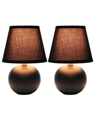 Nauru 8.66" Traditional Petite Ceramic Orb Bedside Table Desk Lamp Two Pack Set, Tapered Drum Fabric Shade 
