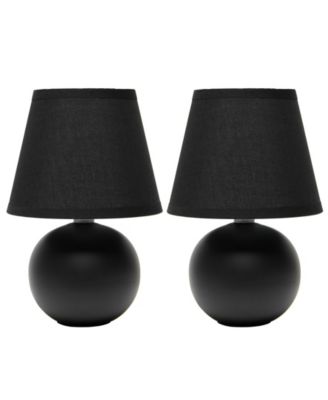 Nauru 8.66" Traditional Petite Ceramic Orb Bedside Table Desk Lamp Two Pack Set, Tapered Drum Fabric Shade 